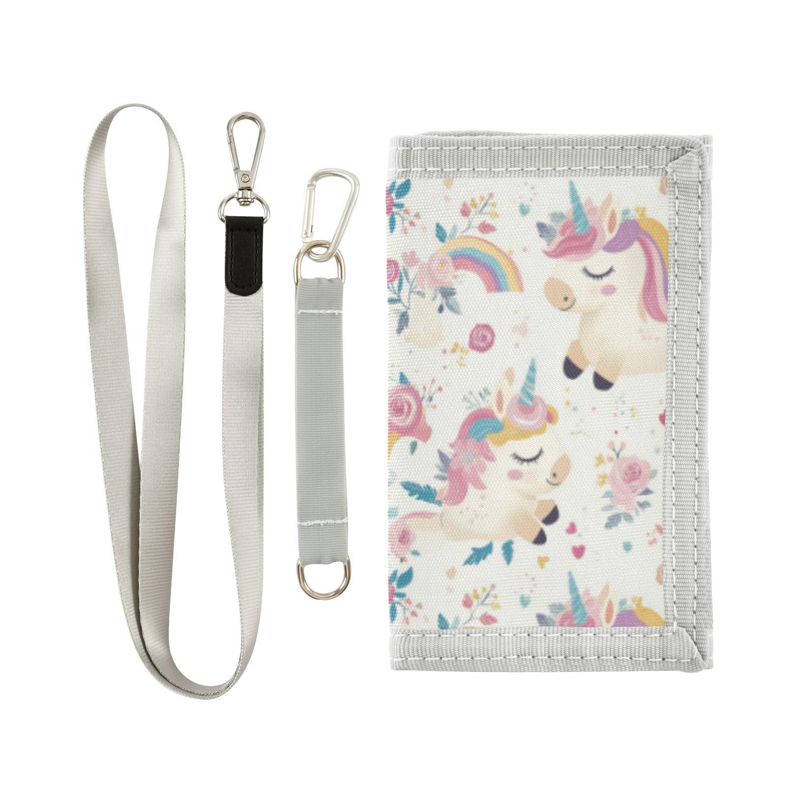 Wusikd Cute Unicorn Kids Wallet for Boys Girls Rainbow Roses Toddler Trifold Wallet Novelty Wallet for Teens Women Men