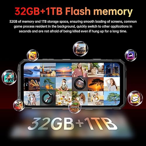 Miniatura 7 de MMY Teléfono celular desbloqueado con armadura resistente de 32 + 1 TB, teléfono inteligente de 6.99 pulgadas, HD 68+108 MP, fotografía de visión