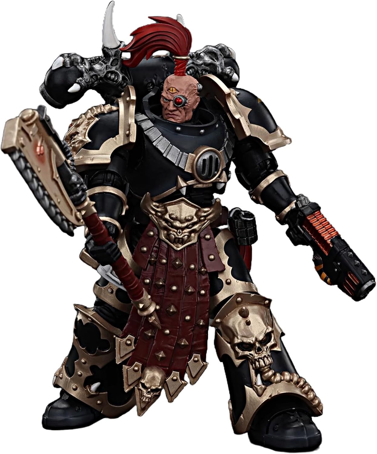JOYTOY Warhammer 40K 1/18 Action Figures Chaos Space Marines Black Legion Chosen with Plasma Pistol and Power Axe Collectible Model 4.9Inches