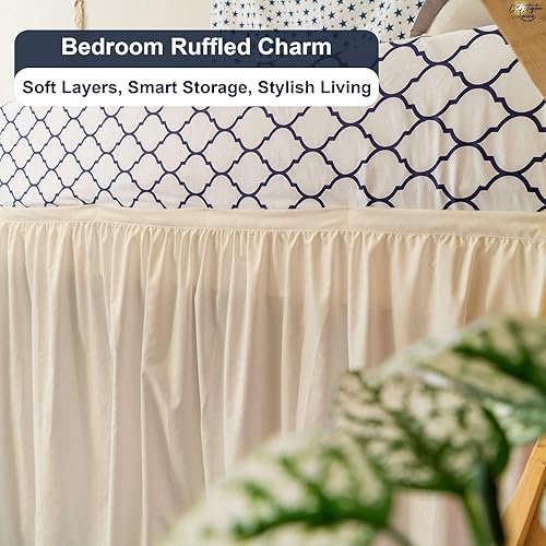 Miniatura 2 de Cottington Lane Falda de cama con volantes, tamaño individual XL, caída de 42 pulgadas, calidad de hotel, microfibra cepillada 1800, tamaño