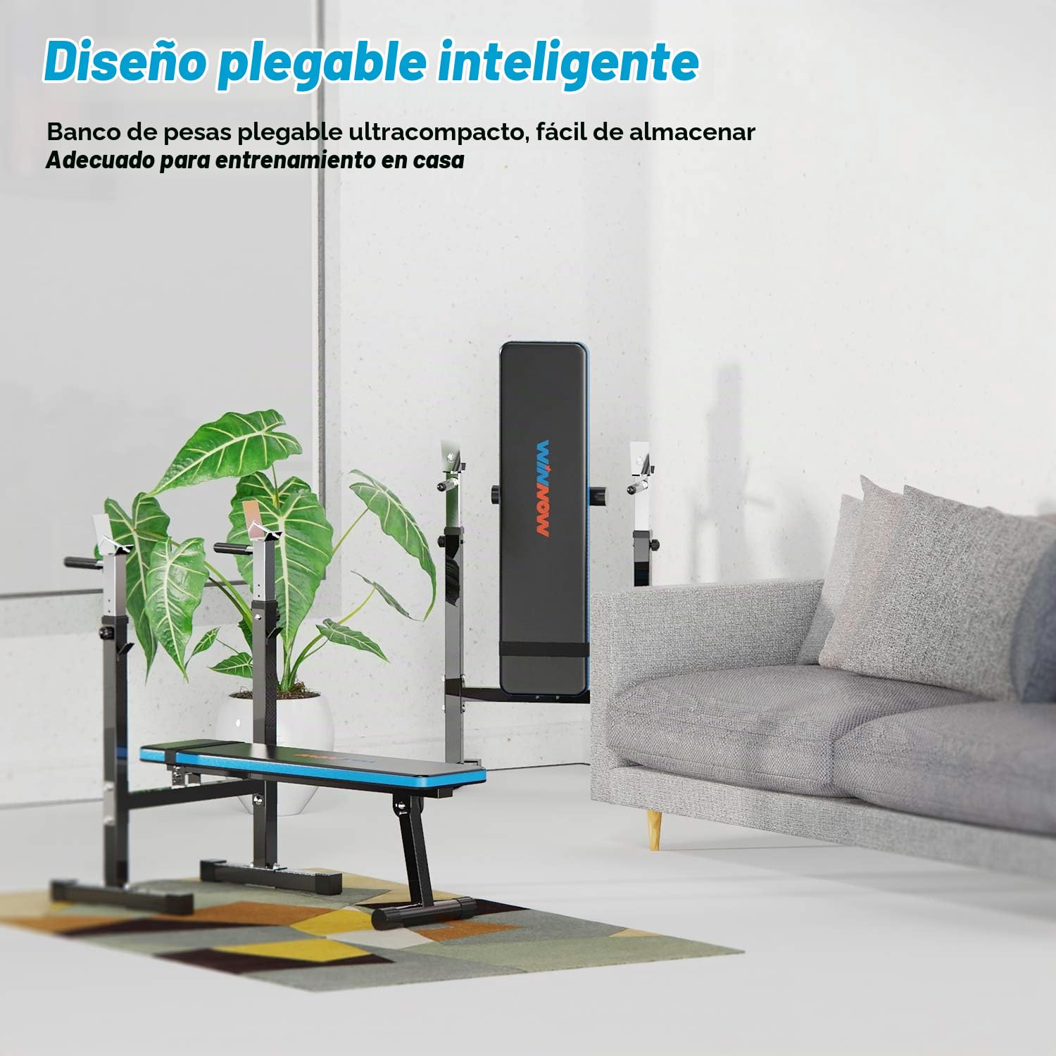 WINNOW Banco de Musculación Ajustable con Estación de Dominada Banco de Levantamiento de Pesas Plegable Gimnasio de Entrenamiento en Casa Banco de Entrenamiento Multiuso …