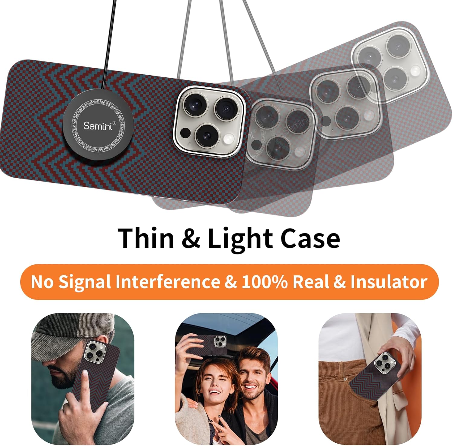 Real Aramid Fiber Case for iPhone 16 Pro [6.3 inch] Compatible with MagSafe,1500D Aramid Weave,Ultra-Thin Cover with a Caseless Feel,Carbon Fiber Textures Design Kevlar Protection (Burgundy-SW)