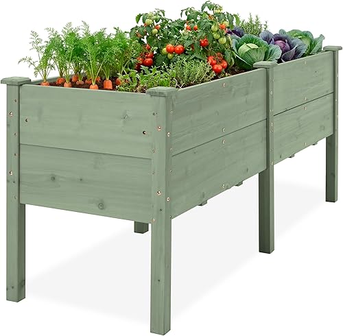 Miniatura 22 de Best Choice Products - Jardinera elevada de madera de 48 x 24 x 30 pulgadas para patio, con tapas para los pies y revestimiento, capacidad de 200