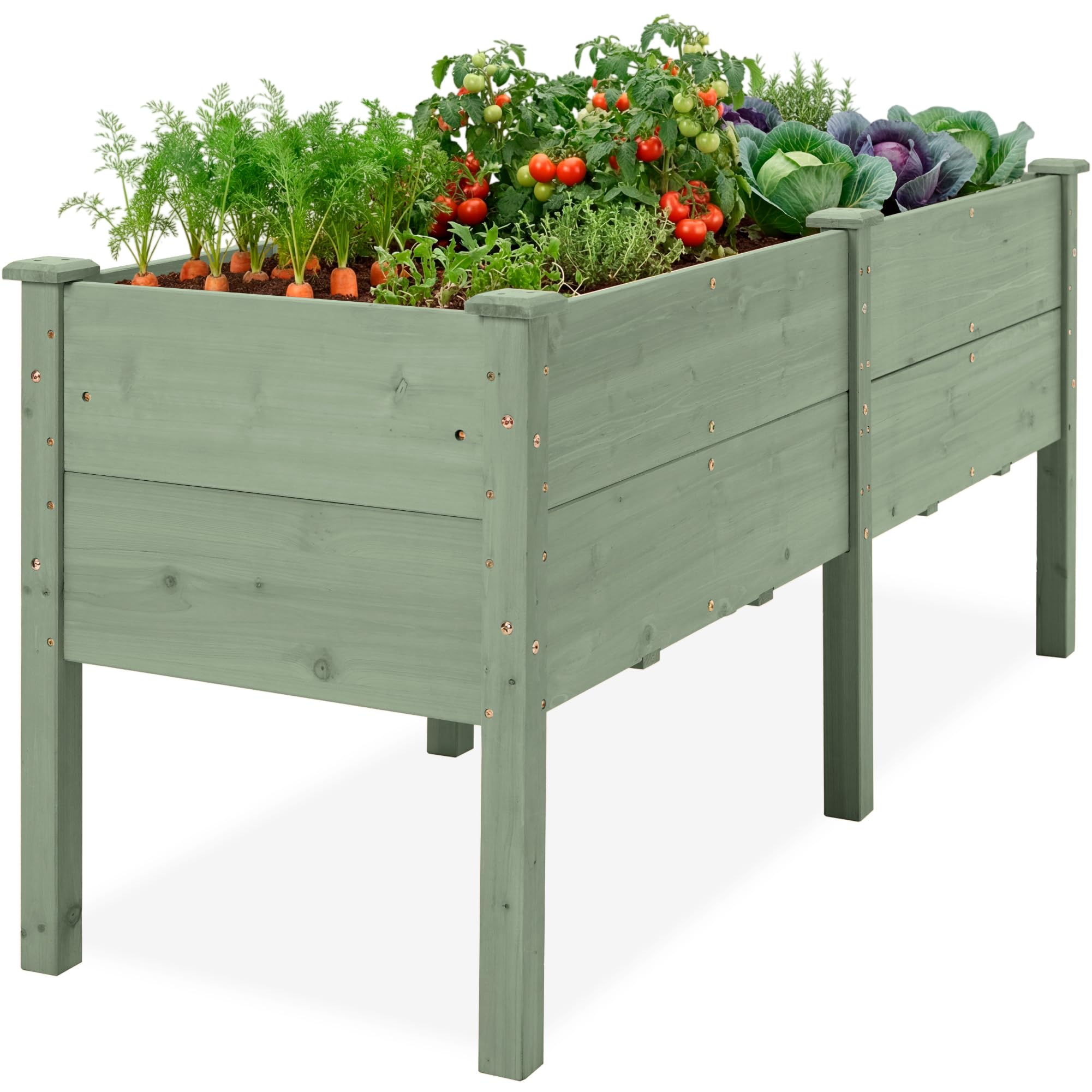 Best Choice Products 72" x 24" x 30" Raised Garden Bed with Extra Deep 16" Depth, Elevated Wood Planter Box Stand for Backyard, Patio, Balcony, Natural Fir Wood - Sage
