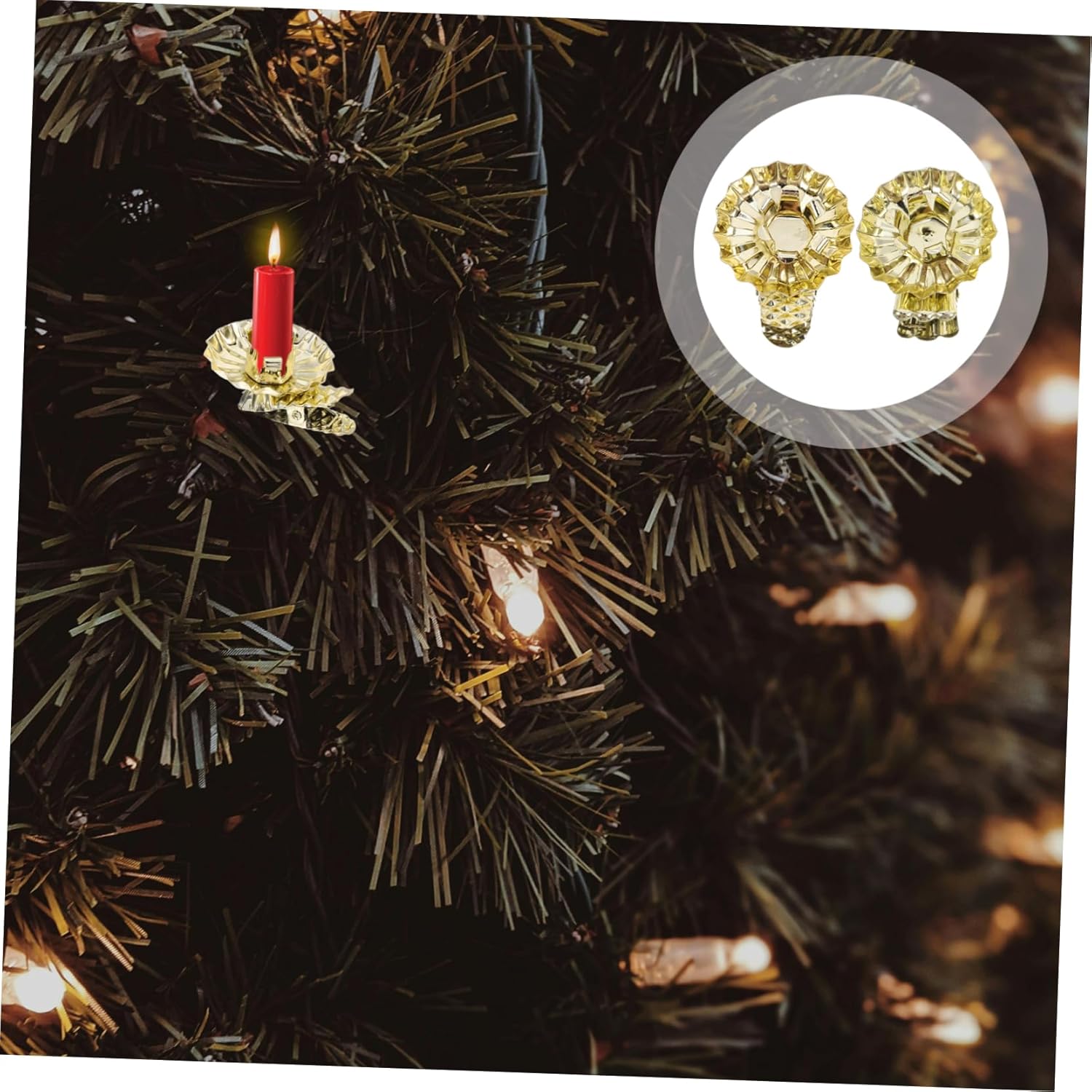 80pcs Christmas Tree Clip Candle Holders Metal Stand Clip for Christmas Decor for Party