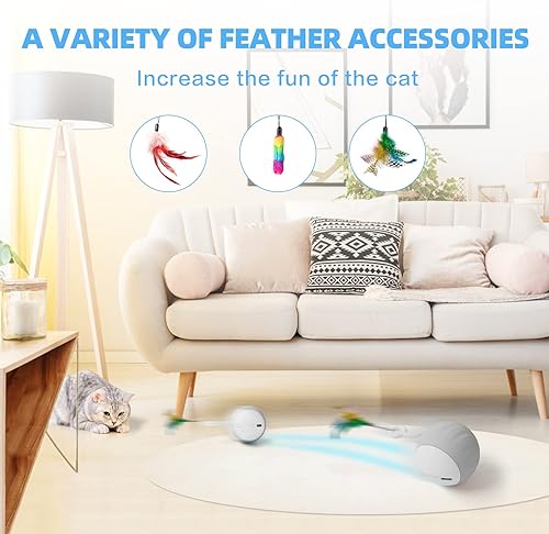 Miniatura 4 de Juguetes para gatos, juguete para gatos Turbo Tail Popper de 2 velocidades, interactivo, ratón, bola de gato, control táctil y control de sonido,