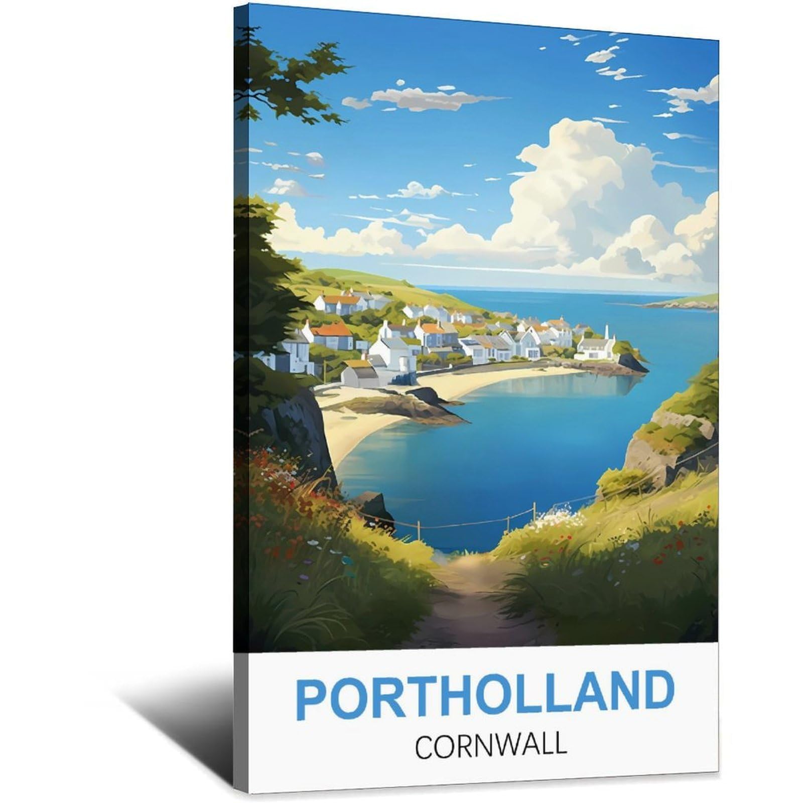 Hybfqxell Frame-Style Portholland Cornwall Vintage Travel Posters 08X12inch(20X30cm) Canvas Wall Art Pictures Prints