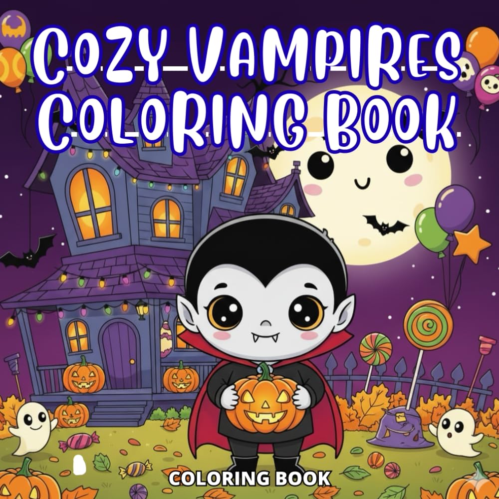 Cozy vampires Coloring Book: Clean Outlines, Kid-Friendly, Spooky but Sweet