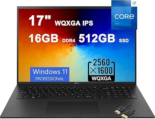 LG Gram 17 Business - Laptop liviana WQXGA IPS de 17 pulgadas Intel 12-Core i7-1360P de 13 generación 16 GB DDR4 512 GB SSD Thunderbolt4 USB4