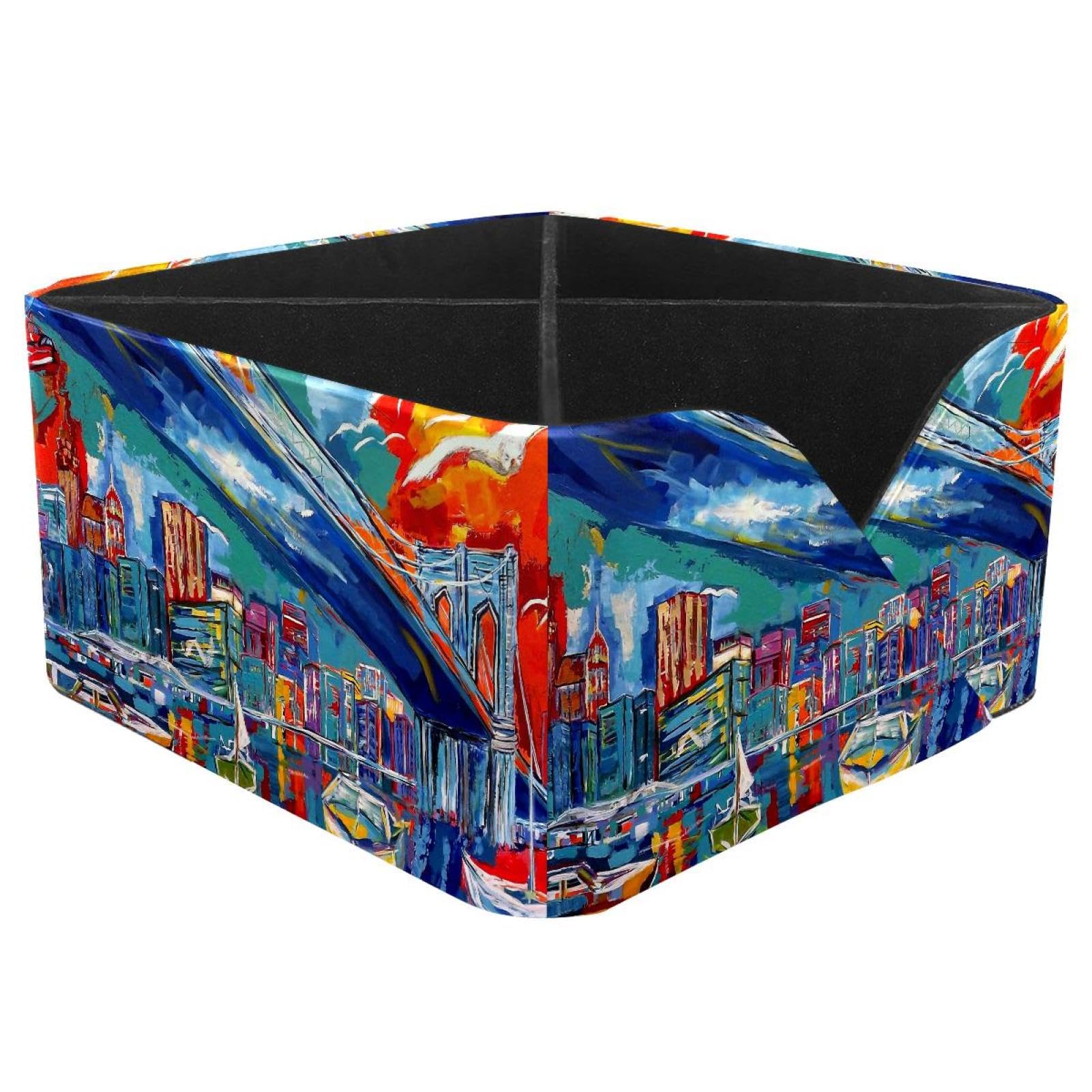 KengjuTesu Brooklyn Bridge Desktop Organizer Pen Holder, Rectangular Pencil Cup for Office, Study and Makeup Stations