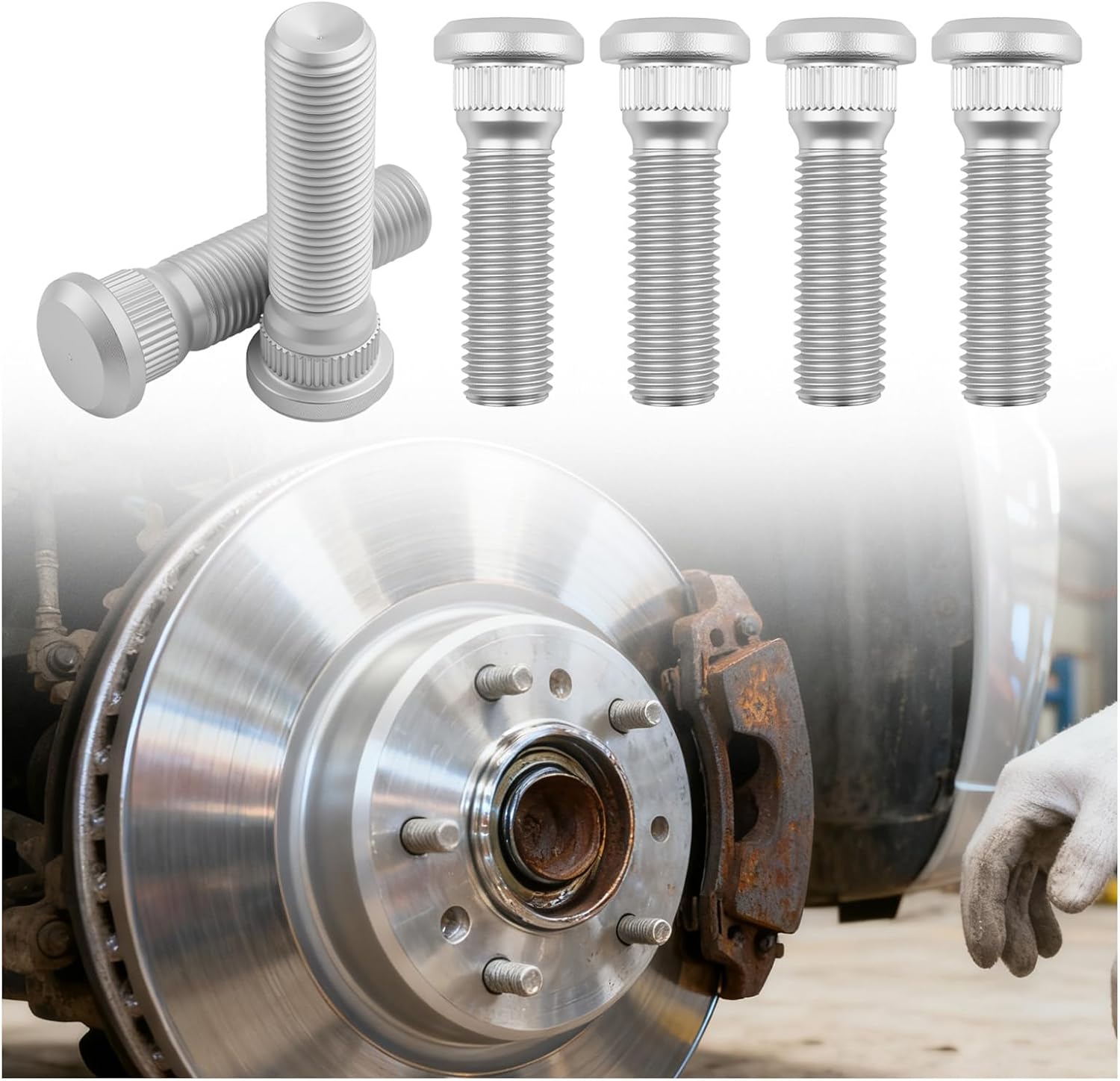 6PCS Trailer Wheel Studs 1/2 20 UNF,Wheel Bolts Load 2000-7000 Lb Compatible with Lippert/Dexter Axle,12.9 Grade Wheels Lug Stud Head 0.73"/Spline Diameter 0.56"/Length 2.11"