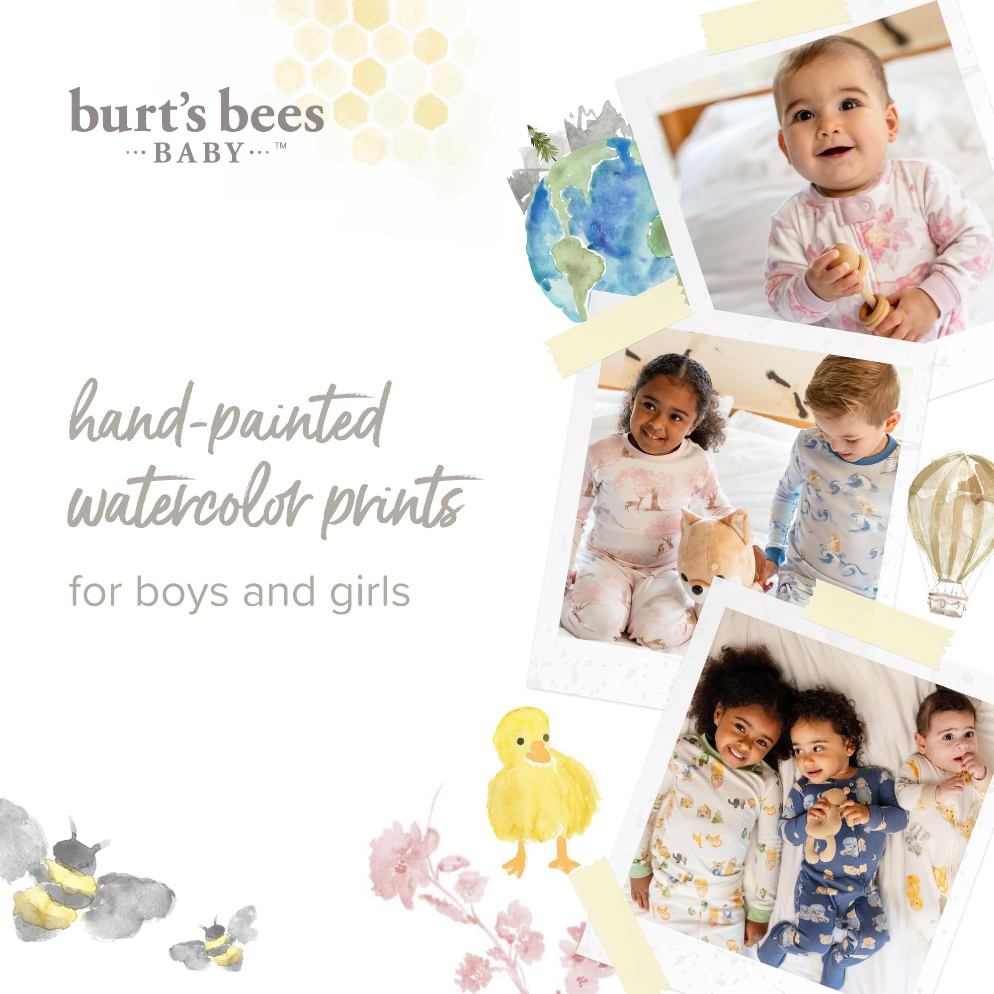 Burt's Bees Baby Pajamas Sleep And Play, Soft 100% Organic Cotton One-piece Pj With Non-slip Bee Grip Footies, Newborn Essentials Traversine per neonati e bambini piccoli bambini ragazze (Pacco da 1)