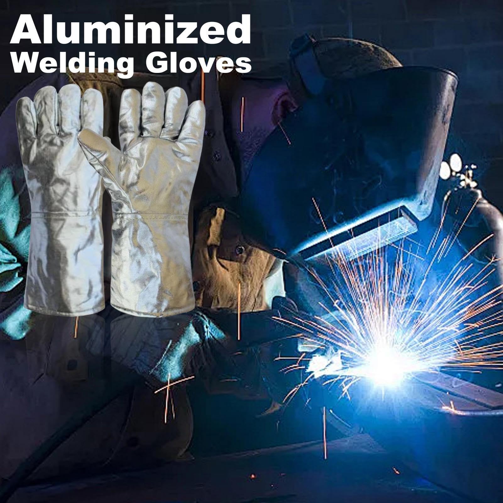 Guantes Termoaislantes,Guantes Protectores con Láminas de Aluminio para Fundición | Mitones De Seguridad Para Cocina Metalurgia Fundicion Acero Restaurante