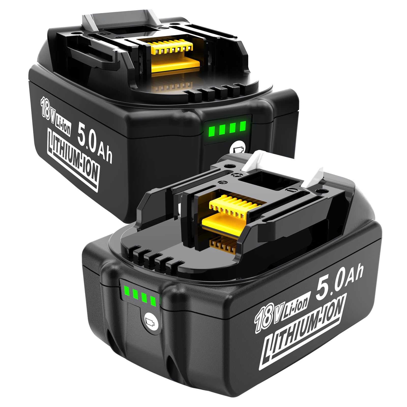 Batteria di ricambio per batteria Makita 18V: 2 batterie di ricambio Li-ion 5,0Ah/5000mAh ad alta capacità, compatibile con BL1860 BL1840 BL1830 BL1815 BL1835 BL1850B BL1845 BL1850 194205-3