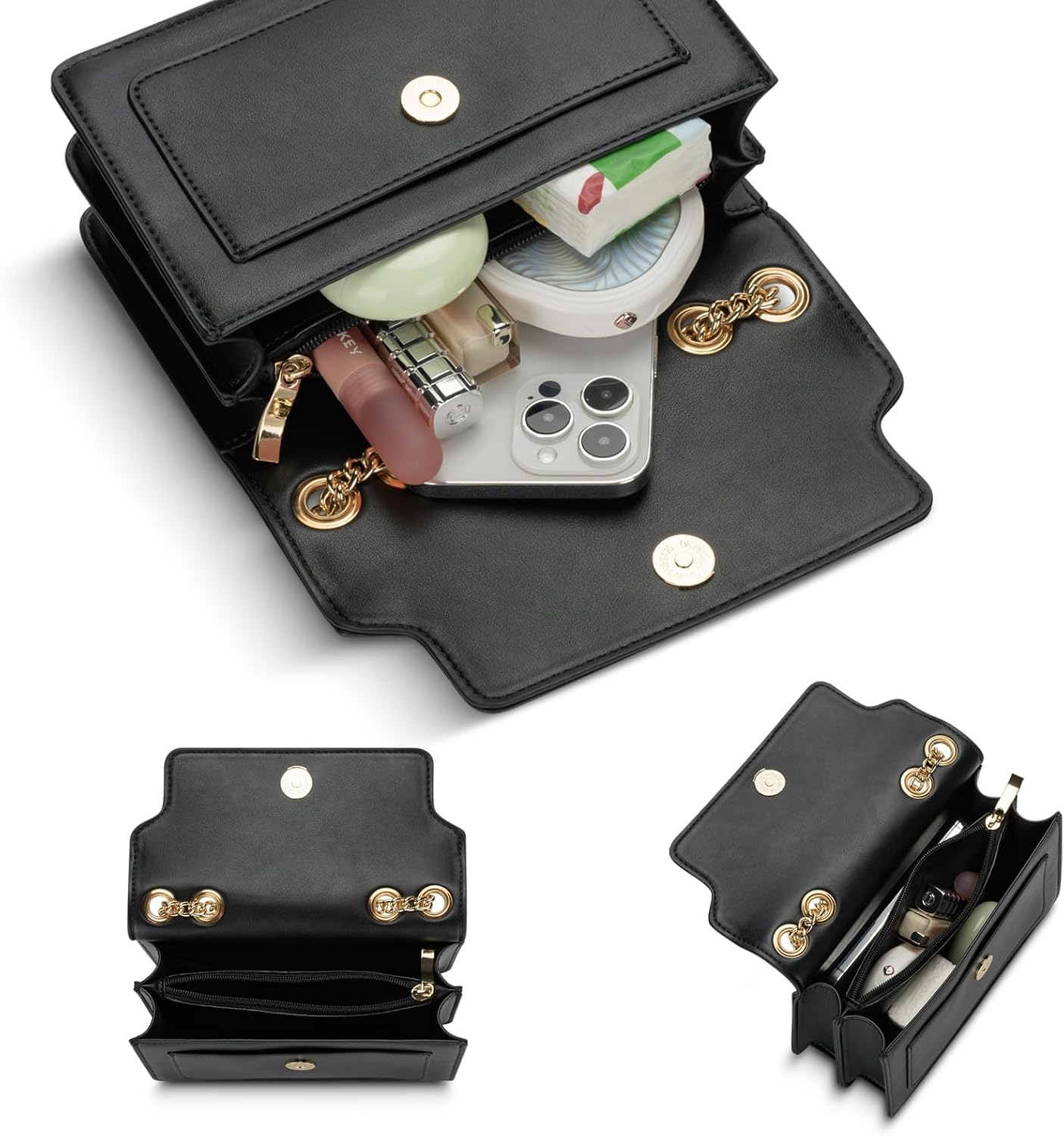 Color-Block Small Crossbody Bag for Women - Trendy Faux Leather Shoulder Purse with Magnetic Closure - Image 6