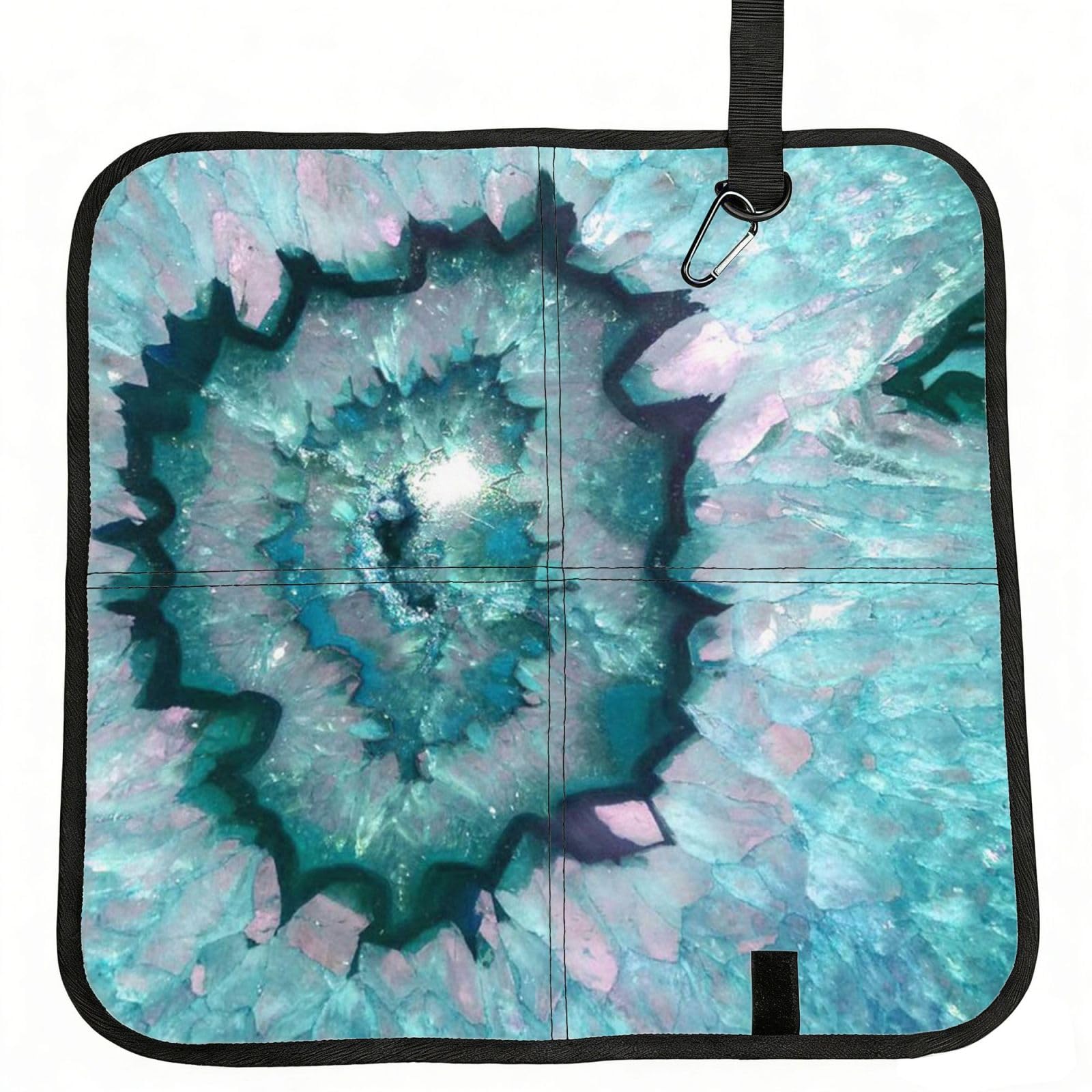 ERCgad Teal Agate Print Foldable Seat Cushion Portable Chair Pad Lightweight Travel Outdoor Office Home