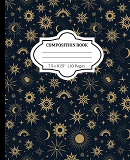 Gold Sun & Moon Composition Notebook: 7.5 x 9.25” Lined Journal with 110 Pages for Writing, Notes, Journaling, Affirmations, Dreams, Thoughts.: ... Writers | Perfect Gift for Any Occasion!