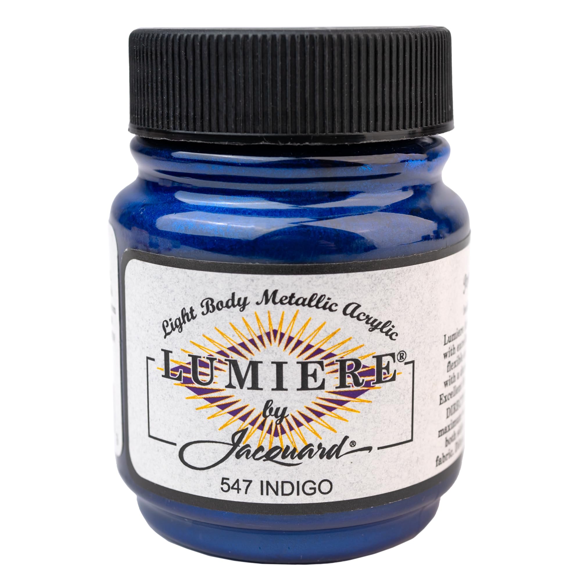 Vibrant Indigo Metallic Acrylic Paint Opaque Shimmering Fabric Pigment 66.5ml