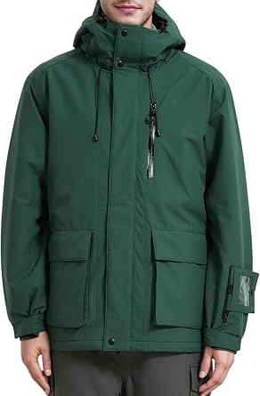 Mens Ski Jacket Waterproof Insulated Winter Snow Coat for Outdoor Snowboarding Raincoat