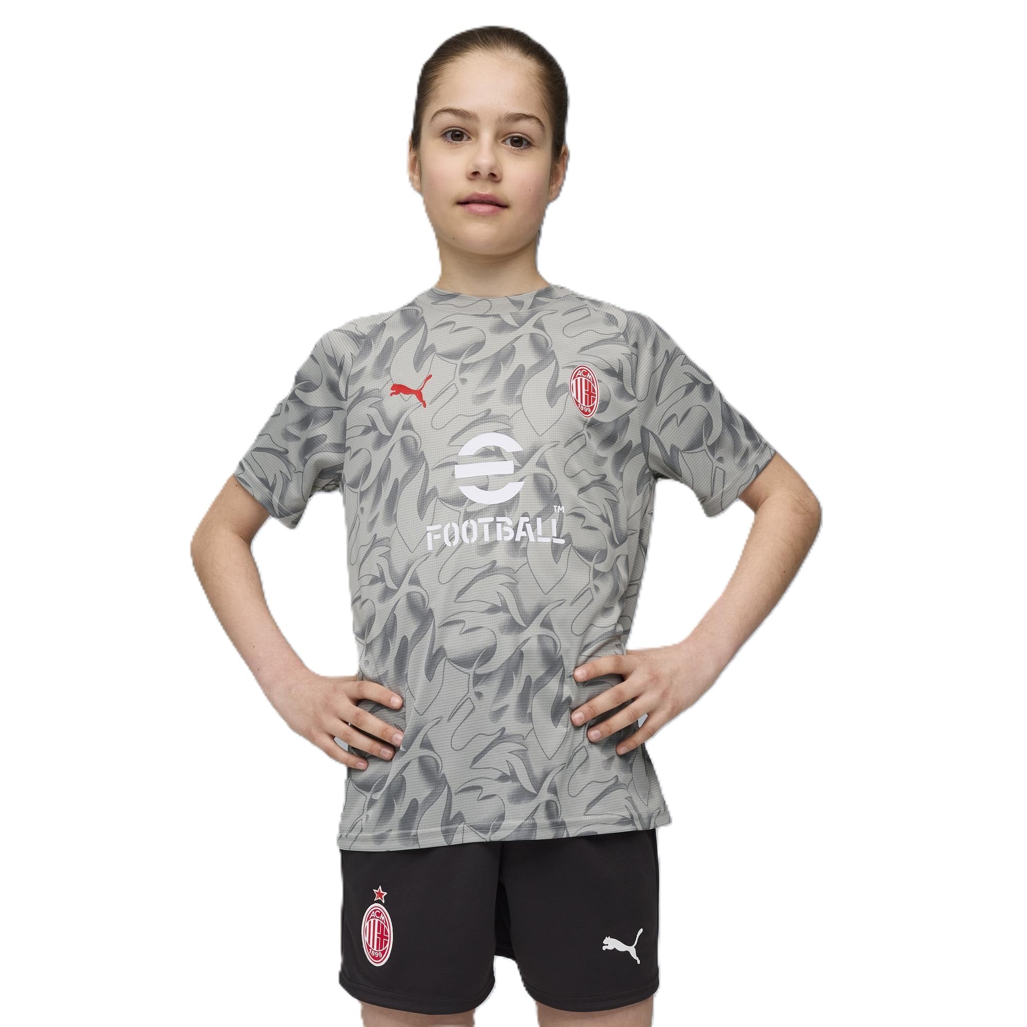 A.C. Milan - Children's Prematch Shirt, 2025/2026 Season Pre-Match Shirt, Official Product, Child Grey