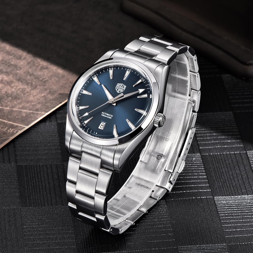 RollsTimi Orologi automatici da uomo alla moda orologio da polso a carica automatica movimento giapponese cinturino in acciaio inox cassa 39 mm 100 m impermeabile cristallo zaffiro uomo elegante