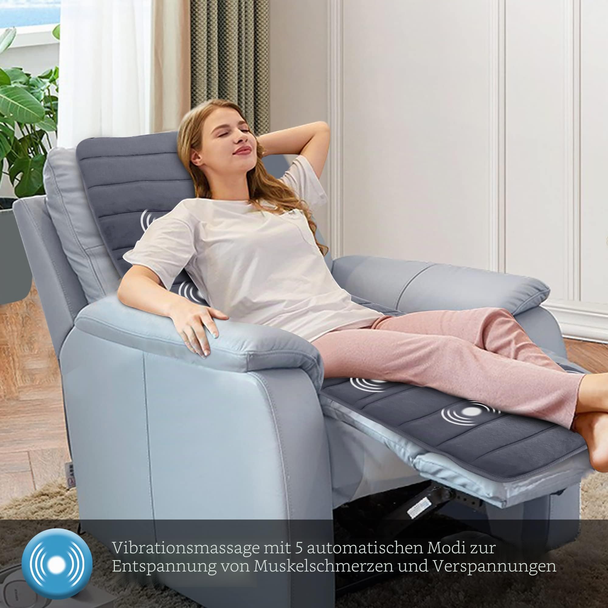 COMFIER Elektrische Massagematte mit Wärmefunktion zur Ganzkörpermassage, Vibrationsmassagematte mit 10 Motoren, 2 Therapieheizkissen, 5 Massage-Modi und 3 Vibrationsstärken, Geschenk