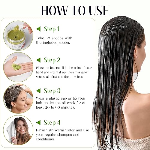 Miniatura 4 de Aceite de batana crudo para el crecimiento del cabello, aceite de batana 4 en 1 con romero, aceites de ricino y biotina para reducir la pérdida de