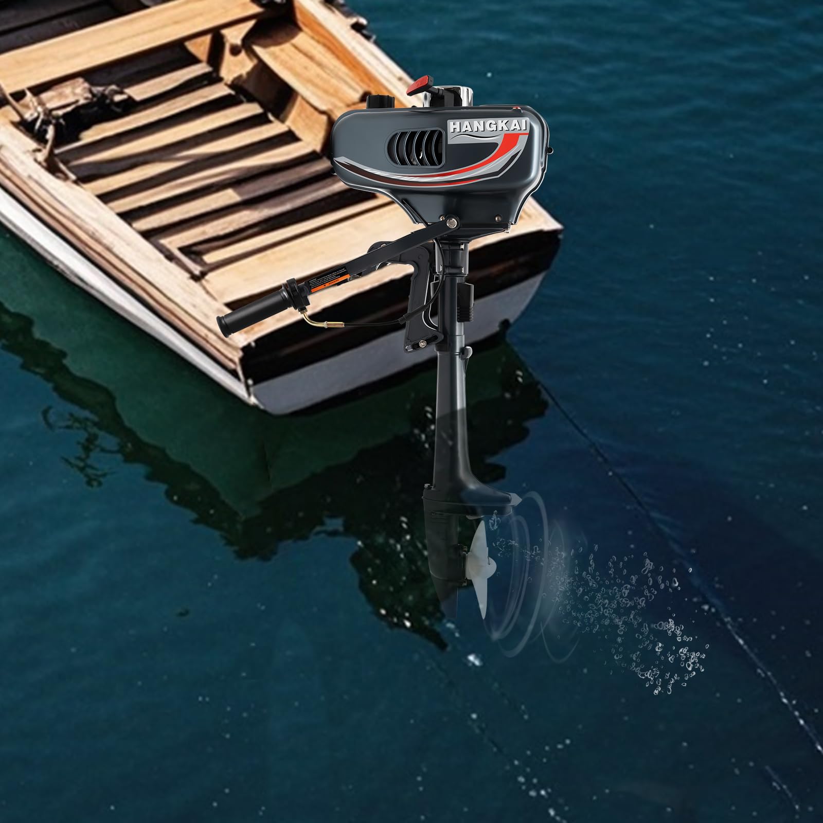 Motore fuoribordo 2 tempi 3,5 CV 2,5 kW, motore elettrico per barche con avviamento manuale e accensione CDI, accessori per barche gonfiabili da pesca con serbatoio da 1,3 l, ideale per barche da 100