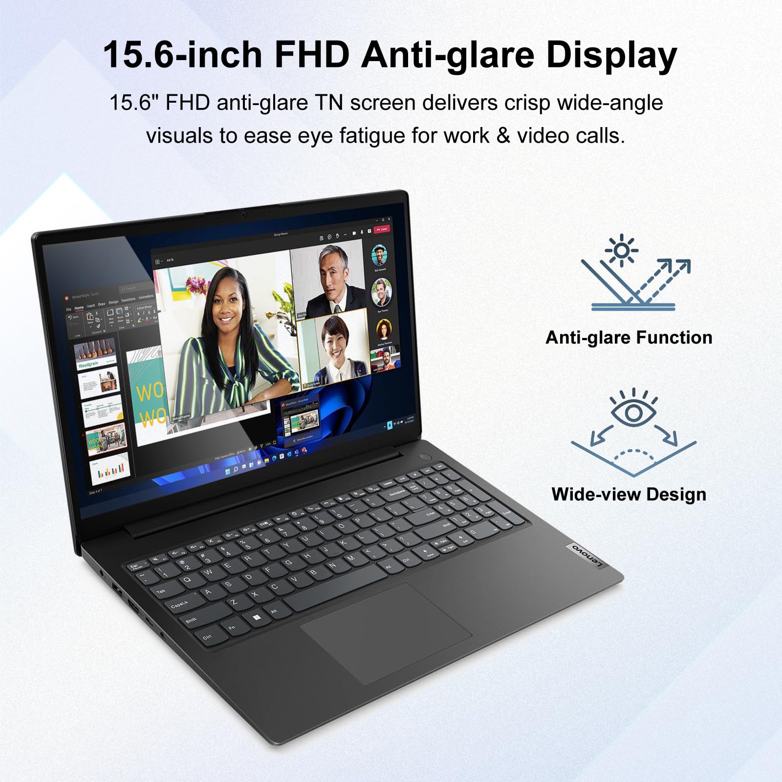 Lenovo V15 Gen 5 15.6" FHD Business Laptop, 12GB DDR5 RAM, 512GB di archiviazione, Intel Core i3 6-core CPU, W11 Pro, Ethernet RJ-45, AI Copilot Key, Webcam w/Shutter, Security Chip Discrete TPM 2.0