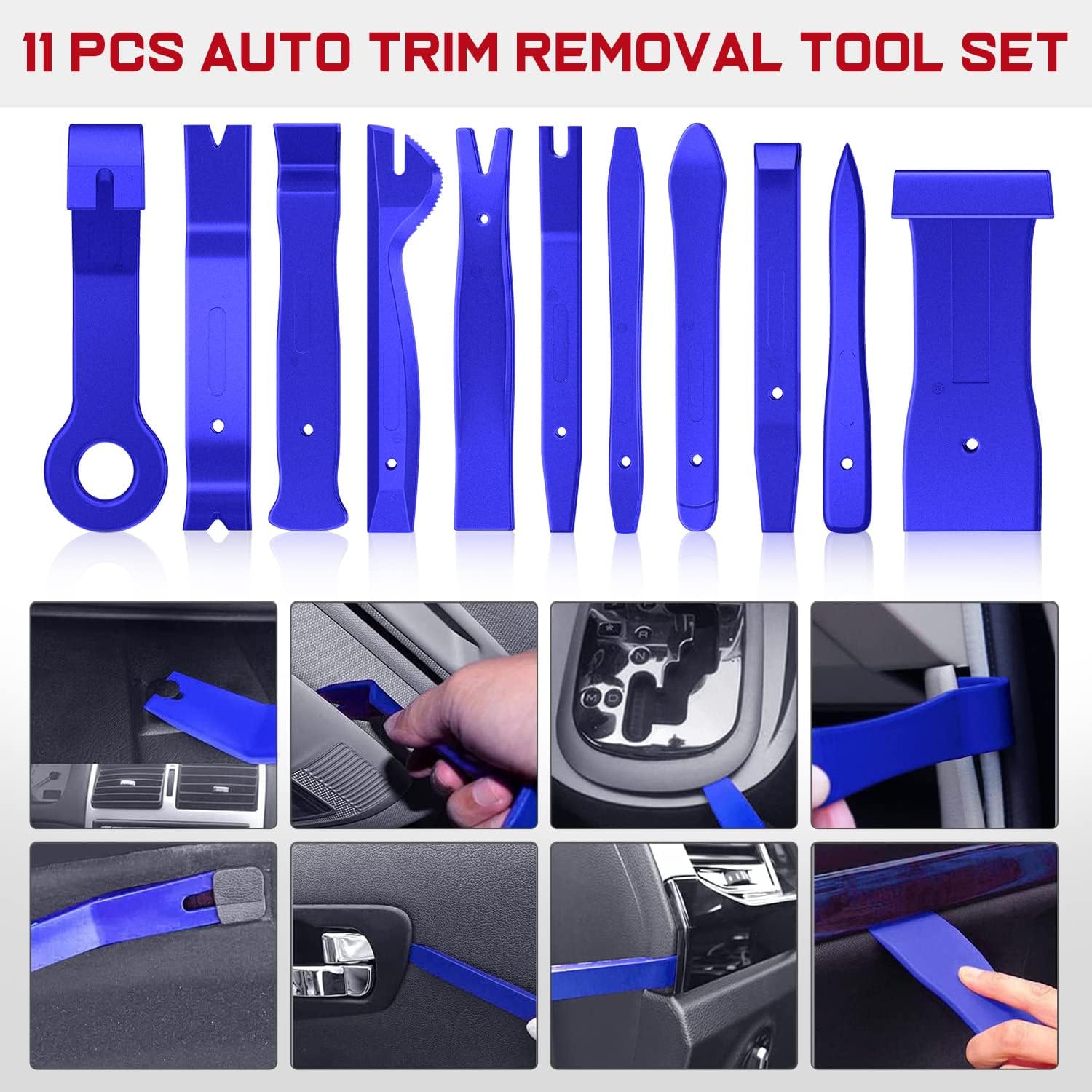 Nilight 19Pcs Auto Trim Removal Tool Set, Nylon Car Trim Panel Radio Audio Stereo Removal Tool Kit, Clip Plier Upholstery Remover Removal Tool Set with Portable Storage Bag