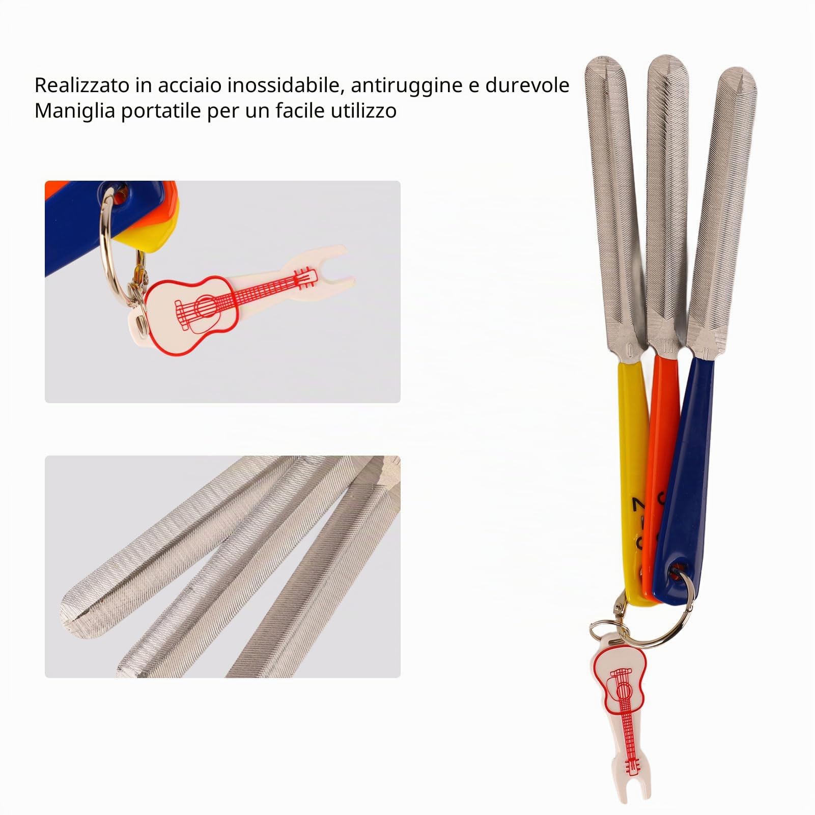 Lima per Capotasto per Chitarra, File per Incoronazione di Tasti in Acciaio Inossidabile Strumenti per Liutaio File per Chitarra Elettrica Strumento Portatile per la Regolazione