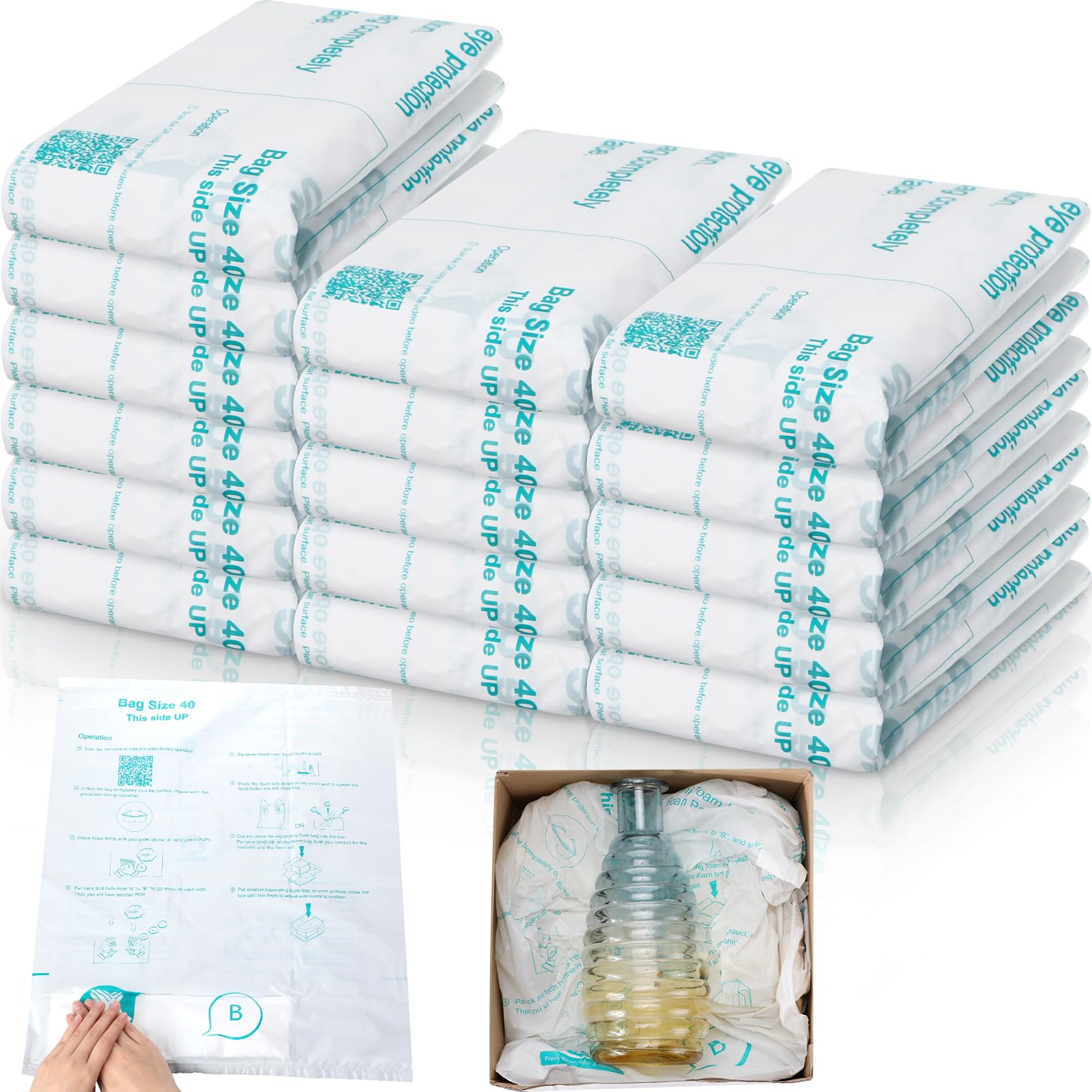 Innconee 16 Pack 18" x 23" Expanding Packing Foam for PC, Electronics, Fragile and Irregular Items, Instant Pack Foam Bag for Shipping, Rapid