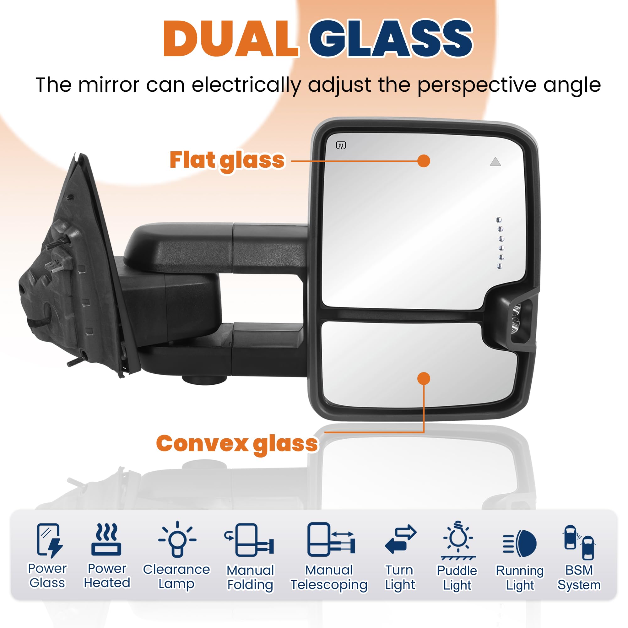 Paire Rétroviseurs Chauffants électriques Pour Dodge Ram 2002-2008 - Noirs, Signal Ambre