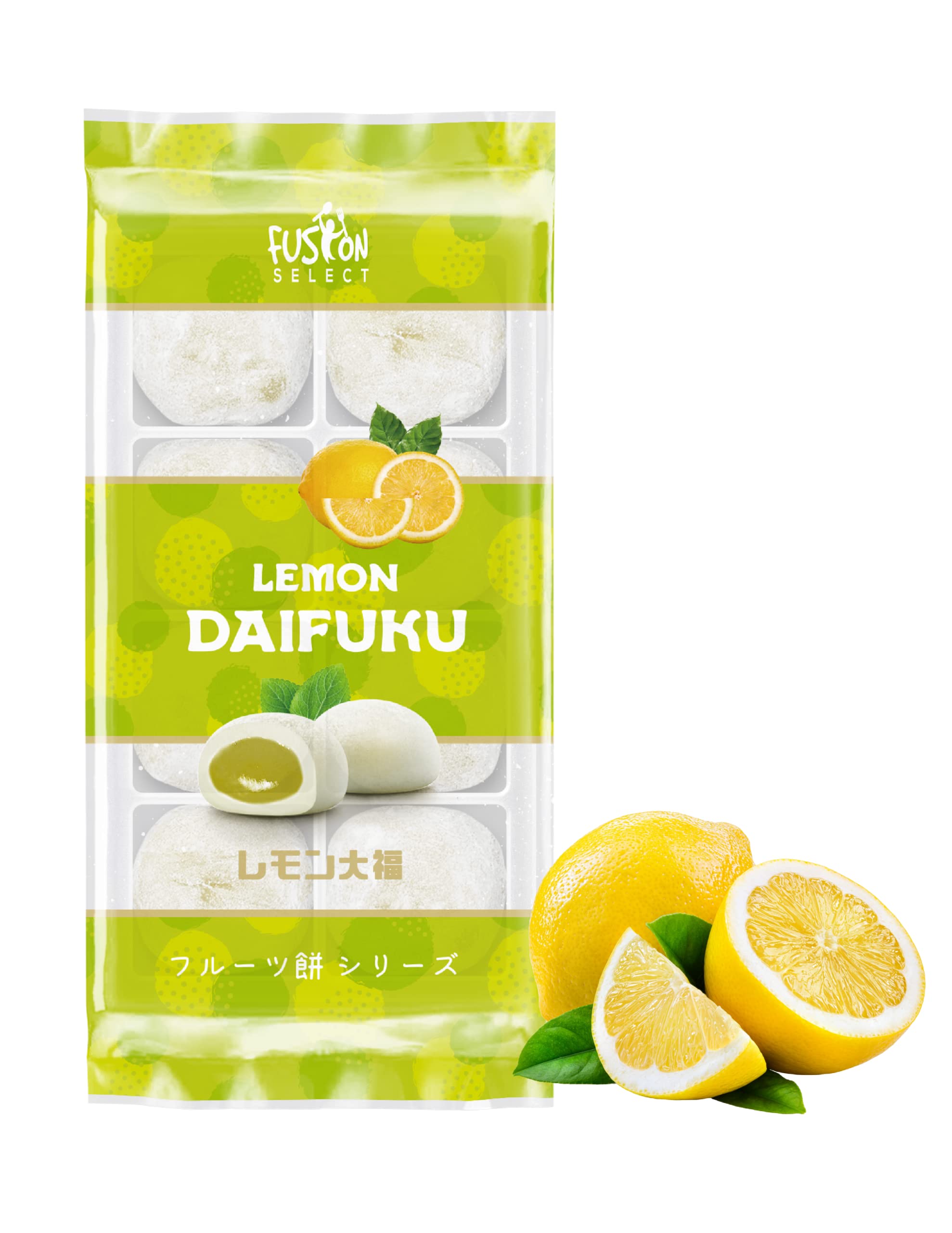Fusion Select Japanese Mochi Fruit Daifuku Japanese Desert Sweet Rice Cake Fruit Mochi Daifuku 240g/ 8.46oz (Lemon Flavor, 8.46 Ounce)