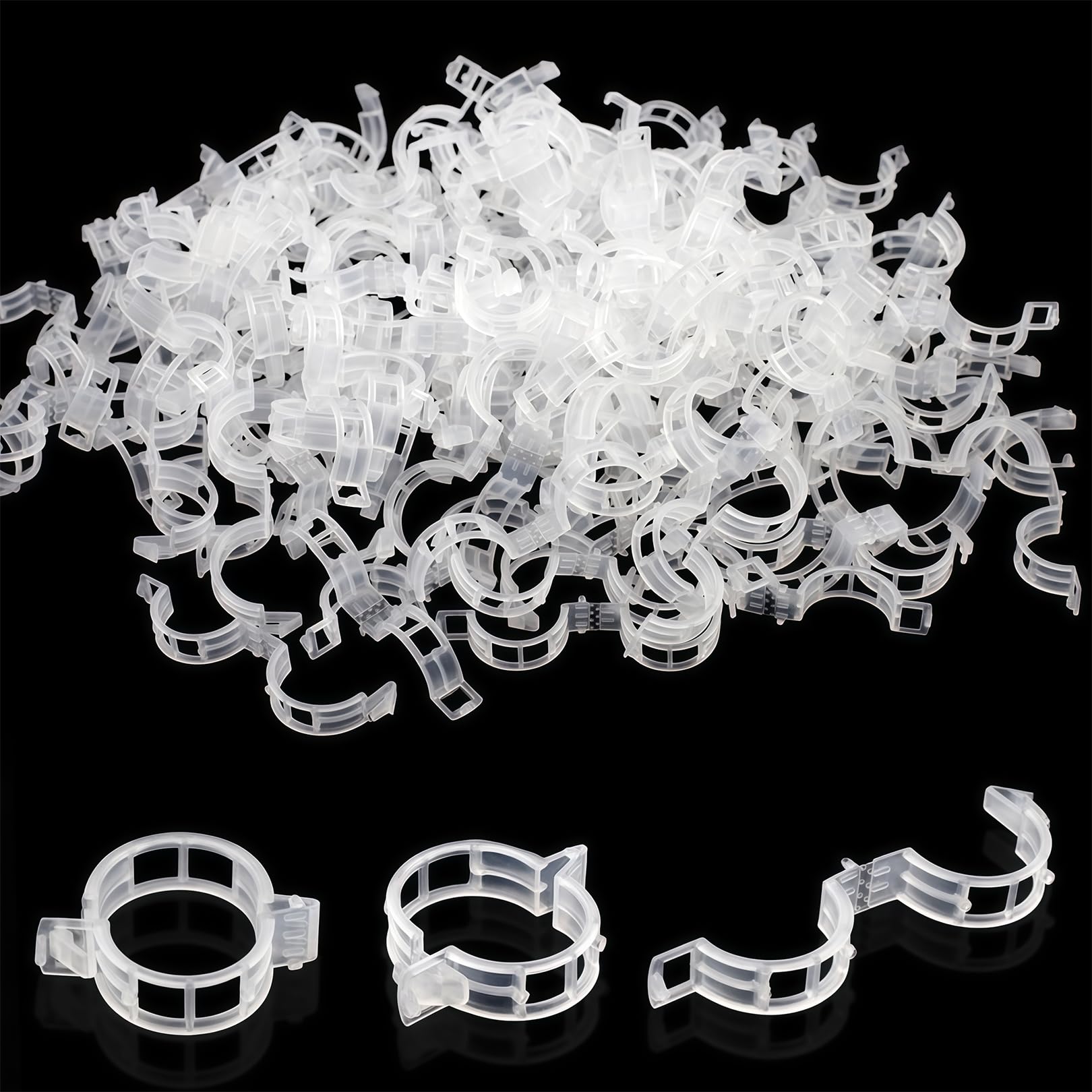 200 Pcs Plant Clips for Outdoor Plants, Tomato Plant Support Clips, Garden Trellis Vine Fasteners for Tomatoes Cucumbers Peppers Grapes and Beans, Reusable Holders for Climbing Plants, White