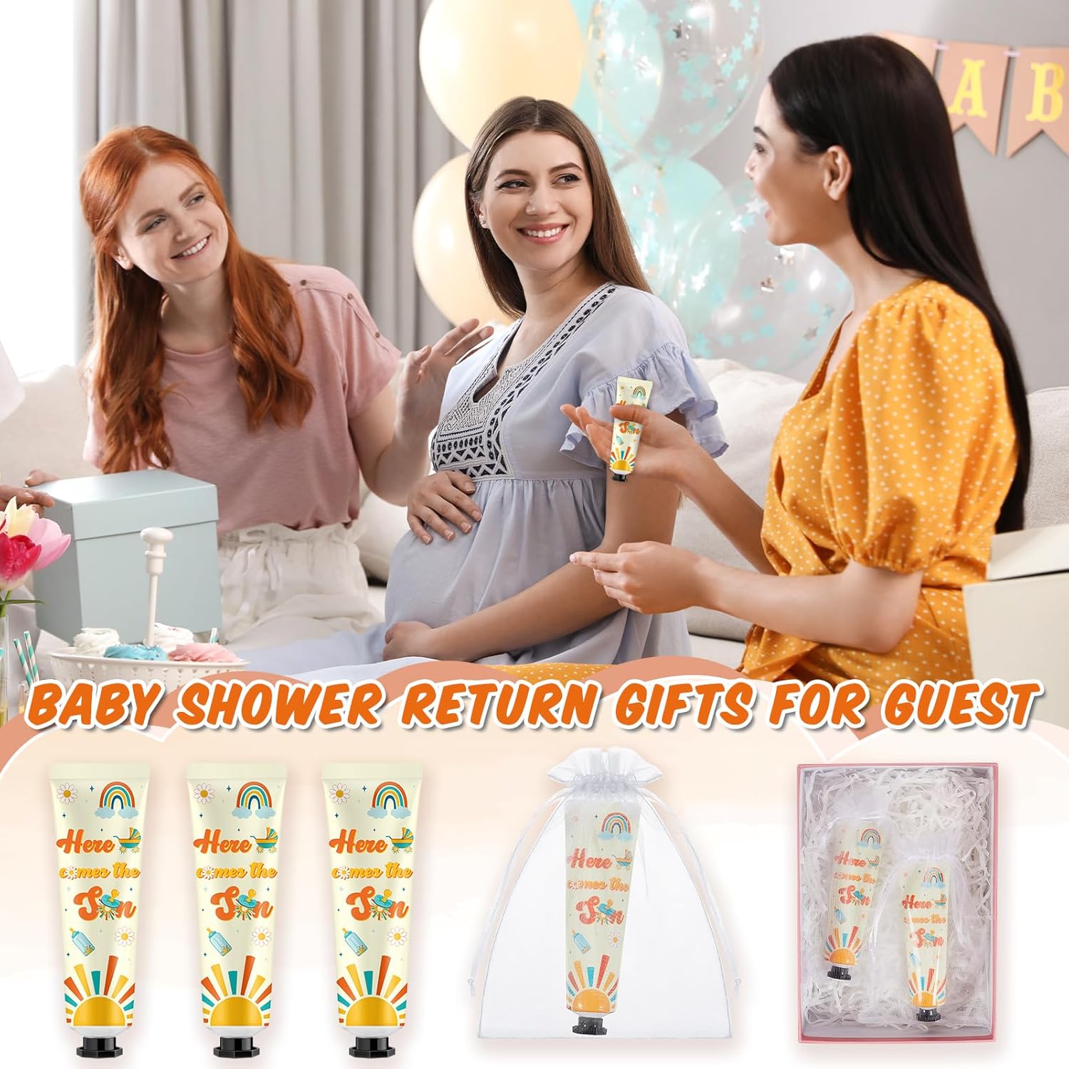 48 Sets Here Comes The Son Hand Cream Gifts Bulk Baby Shower Hand Cream Travel Size Lotion Bulk Son Party Supplies Favors Birthday for Guest