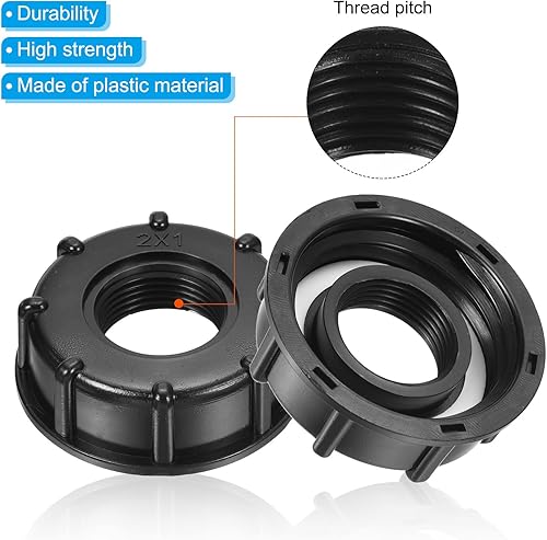 Miniatura 8 de PATIKIL IBC - Adaptador de bolsa de 2.362 in, rosca gruesa, salida de 34 pulgadas, conector de tapón de drenaje de 275-330 galones para tanque de
