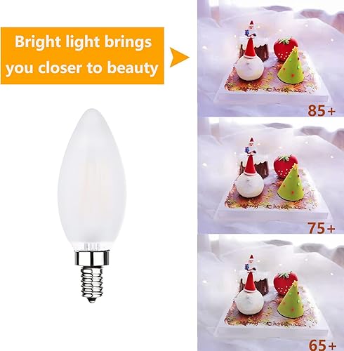 Miniatura 5 de Bombillas LED esmeriladas para candelabros regulables de 60 W, bombilla LED E12 esmerilada de torpedo, 6 W, 3000 K, para ventilador de techo,