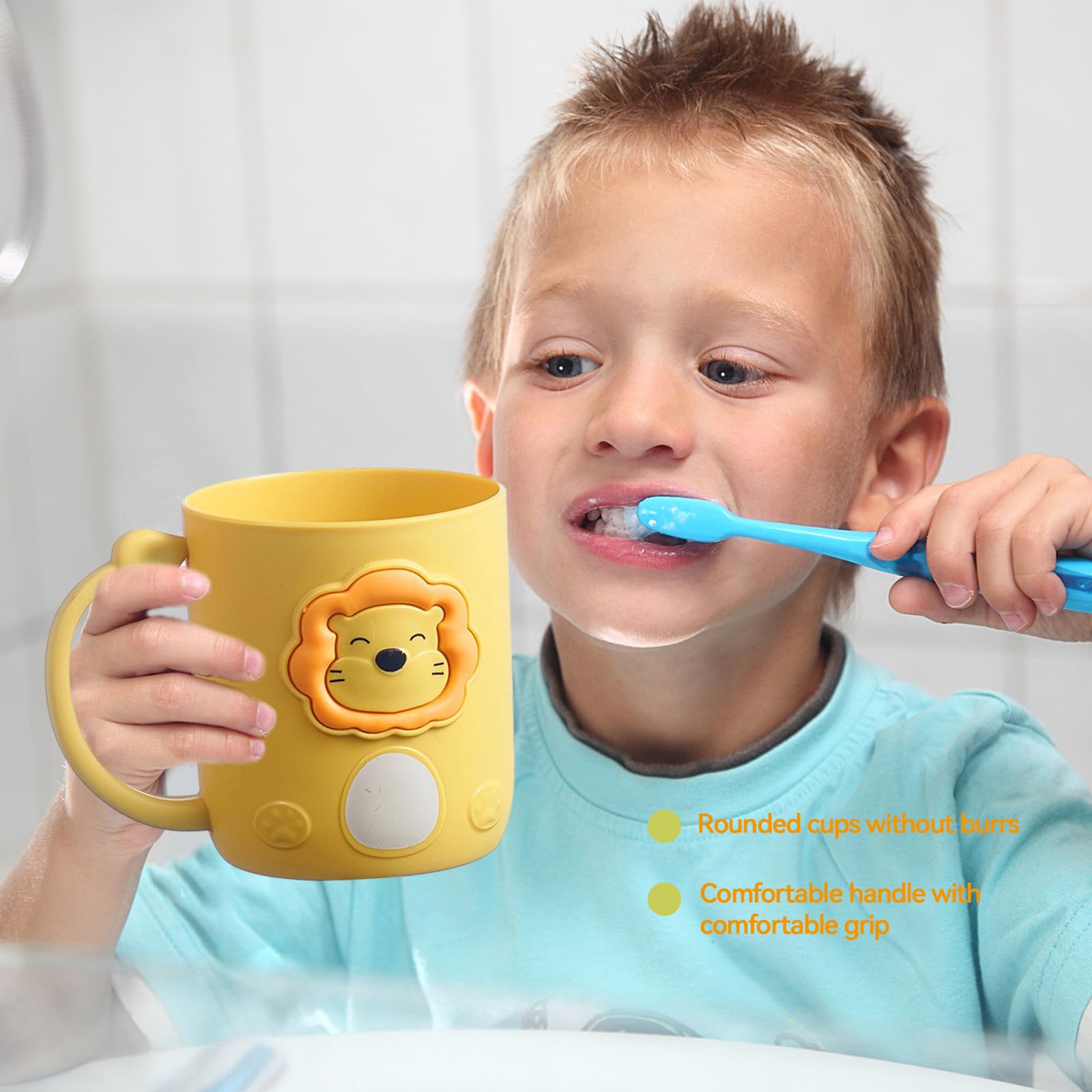 Bicchiere Portaspazzolini Design Elefante Per Bambini - In PP, Base Antiscivolo, Per Collutorio E Bevande, Facile Da Pulire