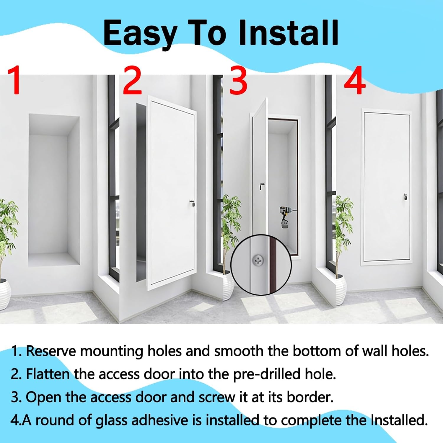LZMZMQ Access Cabinet Door with Lock and Keys, Aluminum Outdoor Kitchen Doors 26W X 24H Inch, Double Access Panel for BBQ Island, Flush Mount(36x21in/91.4x53.3cm)