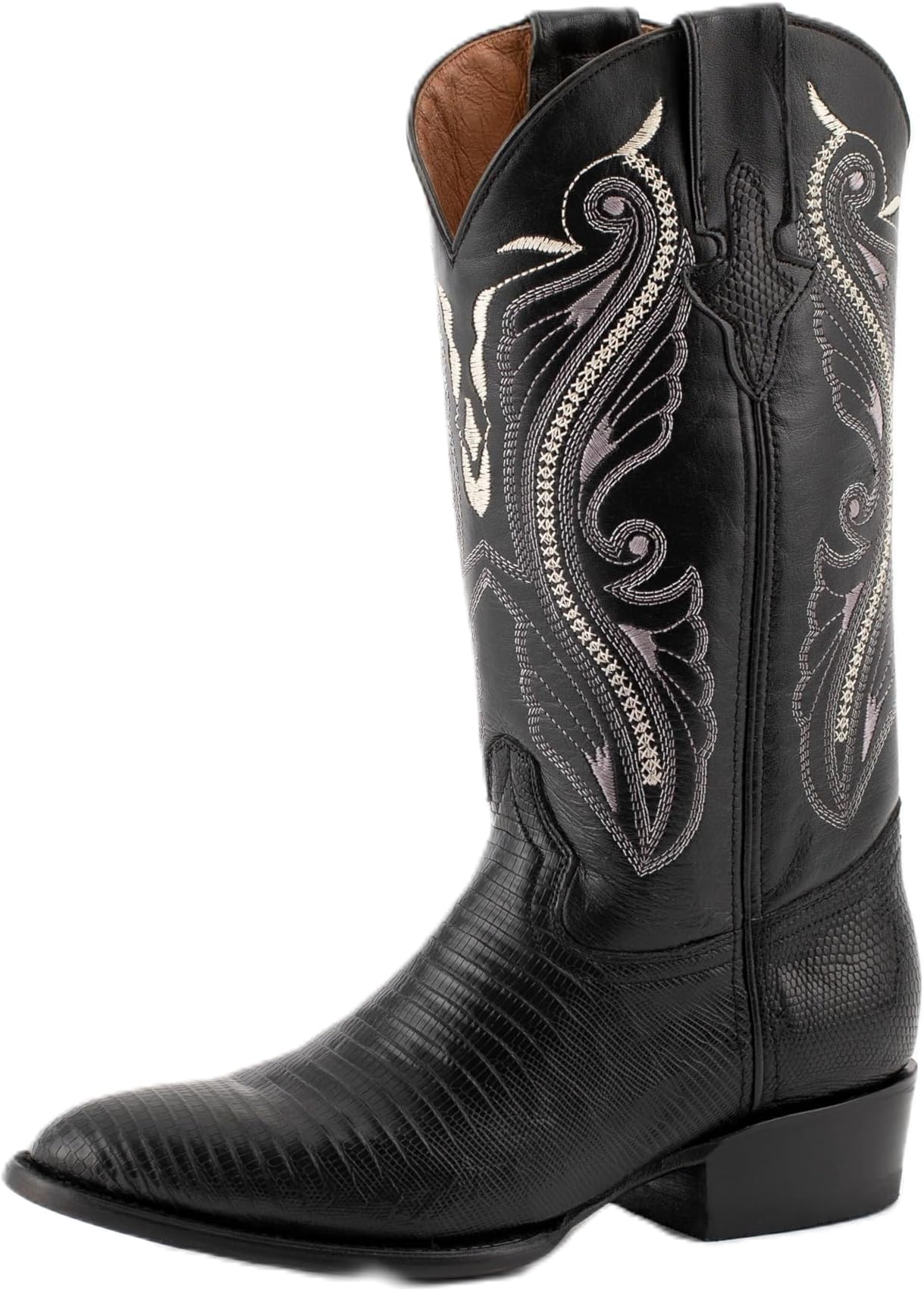 FerriniMen's Genuine Lizard R-Toe Western Boot
