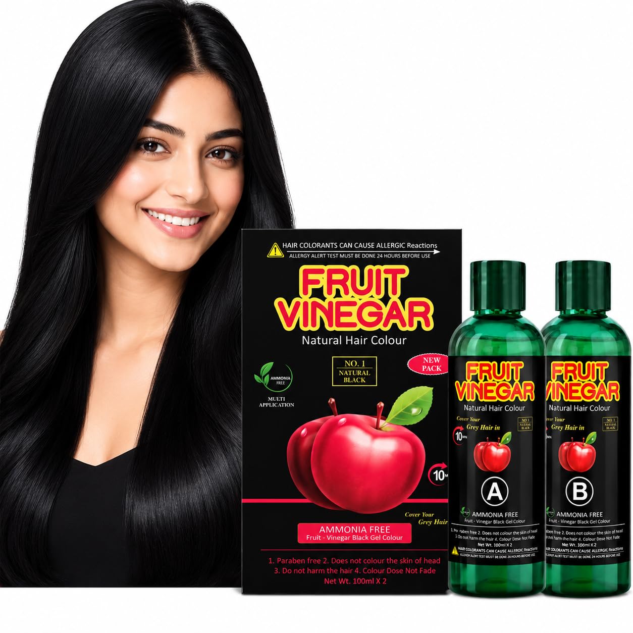 Fruit Vinegar Gel Hair Color For Men & Women, Organic & Natural Hair Color Dye for Black Hair (Black, 200ml)-image-19