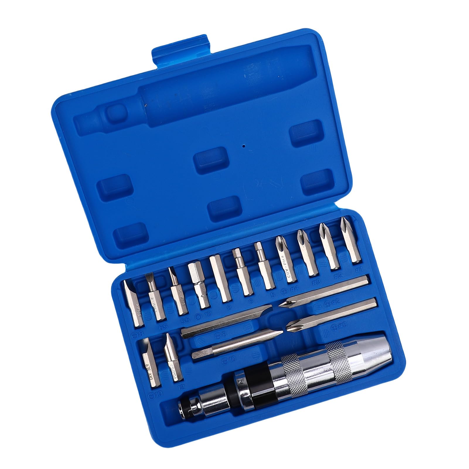 18-teiliges 1/2-Zoll-CRV-Hand-Schlagschrauber-Set, Umkehrbarer Hochleistungs-Schlagschrauber aus Legiertem Stahl mit 17 Verchromten Bits, für Verrostete Verbindungselemente Im