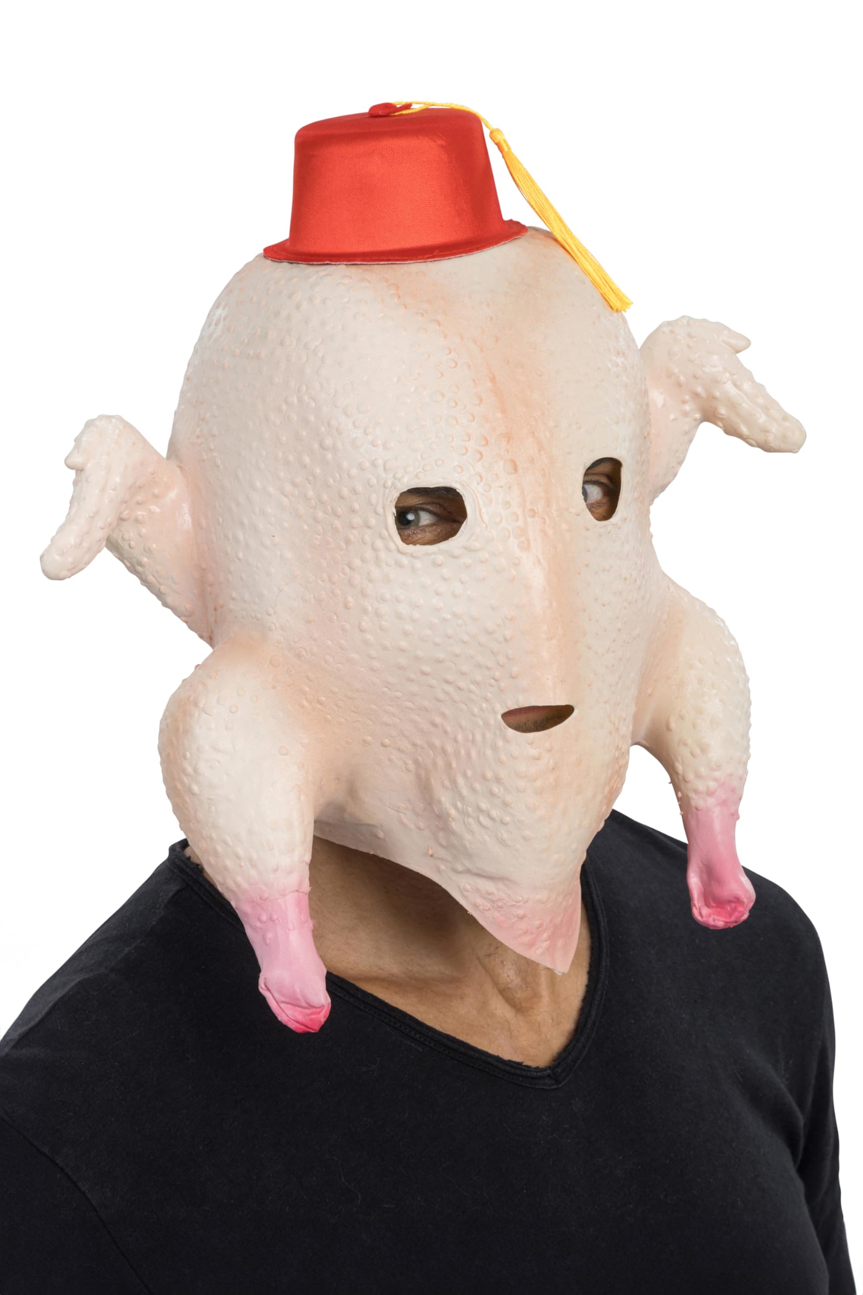 Chaks - Latex Turkey Mask with Red Hat, Costume Accessory for Carnival Theme Party, Thanksgiving & American Events - Image 3