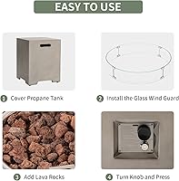 Vista 8 de COSIEST Juego de Mesa de Hoguera de Propano para Exteriores de 2 Piezas con Mesa para Tanque, Mesa de Fuego de 42" Certificada, 50,000 BTU con Base