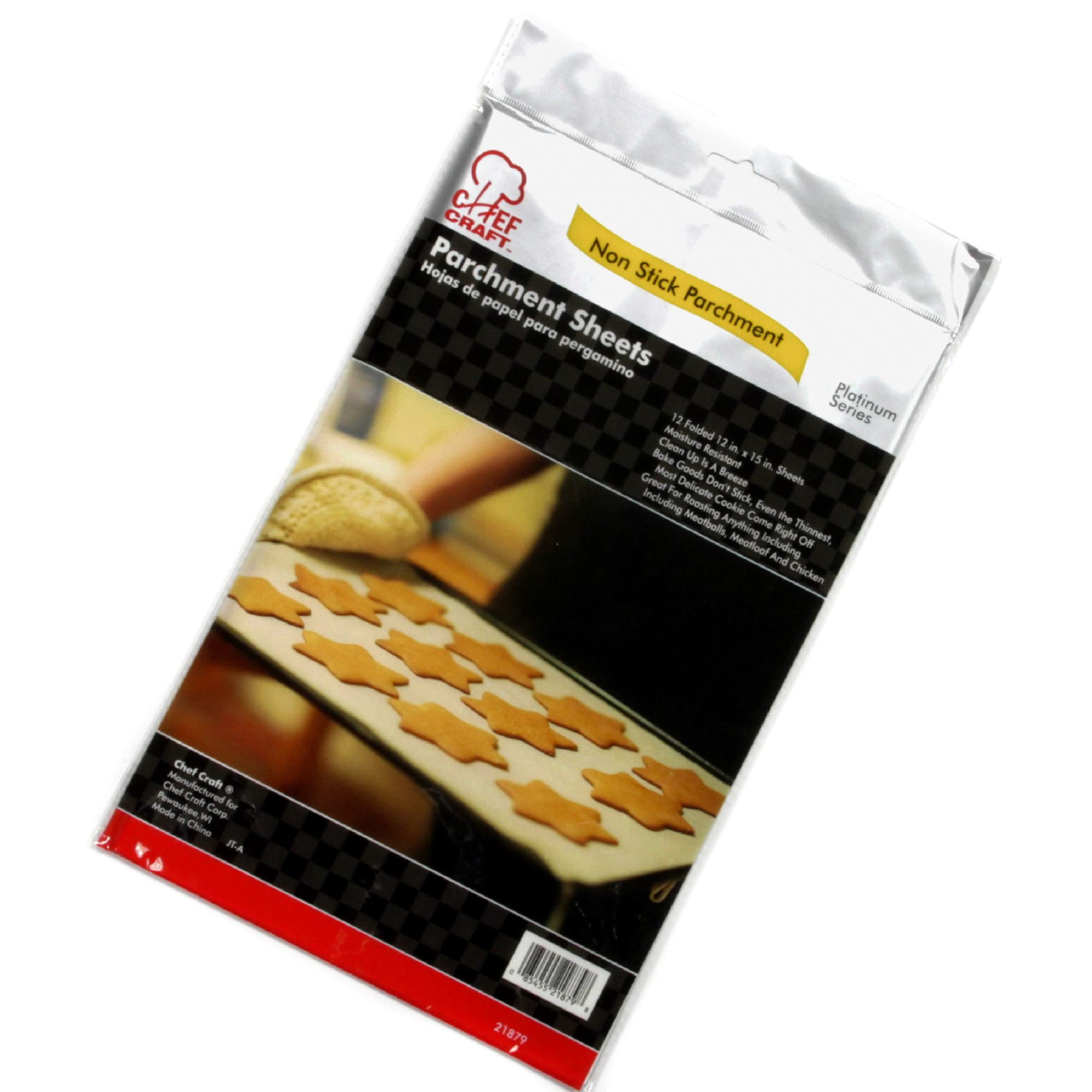 Chef Craft Pre-Cut Parchment Sheets, 12" x 15", White