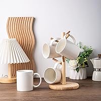 Vista 8 de GBHOME 12 OZ Tazas de café color marfil, juego de tazas de café de cerámica con asa grande para hombre, mujer, juego de tazas de café ligeras de 6