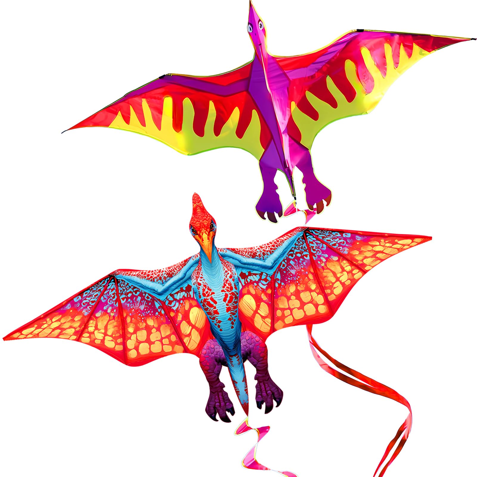 Touch the sky Lot de 2 Cerfs-Volants Dragon pour Enfants et Adultes, Facile à Voler, Tissu Exquis et Structure Unique, Idéal pour Les Jeux et Activités de Plein Air, Parfait pour Les Débutants.