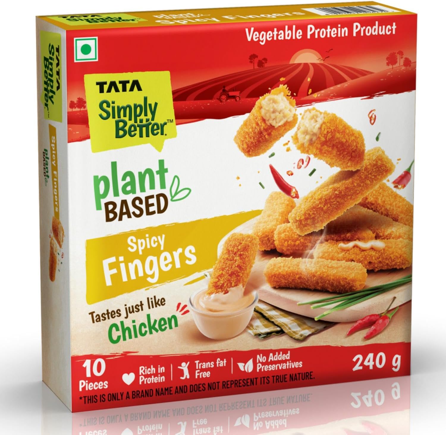 Tata Simply Better Plant-based Spicy Fingers, Tastes just like Chicken, 240g