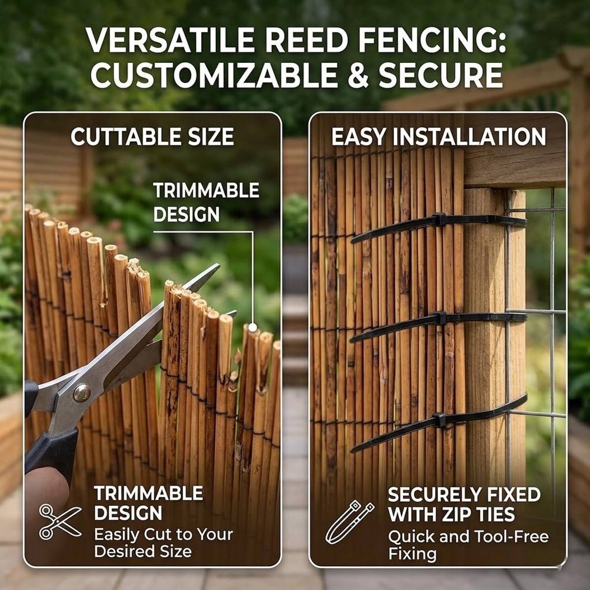 Générique Canisse Bambou Brise Vue Balcon Naturel Rouleau De Clôture D'intimité avec Attaches Séparation Décorative pour Terrasse Facile À Installer H30-240cm L30-1000cm(Brun,150x350cm)